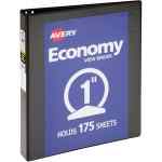 Avery® Economy View Binders With Round Rings - Without Merchandising - 1 Binder Capacity - Letter - 8 1/2 X 11 Sheet Size - 175 Sheet Capacity - 3 X Round Ring Fastener(S) - Internal Pocket(S) - Vinyl - Black - 15.84 Oz - Recycled - 1 Each