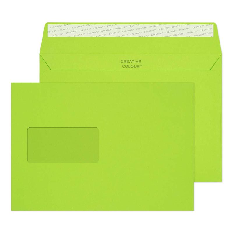 Creative Colour Wallet P S Window 120gsm C5 162x229mm Lime Green Ref Creative Colour Wallet P S Window 120gsm C5 162x229mm Lime Green Ref 307w Pk500 3to5 Day Leadtime