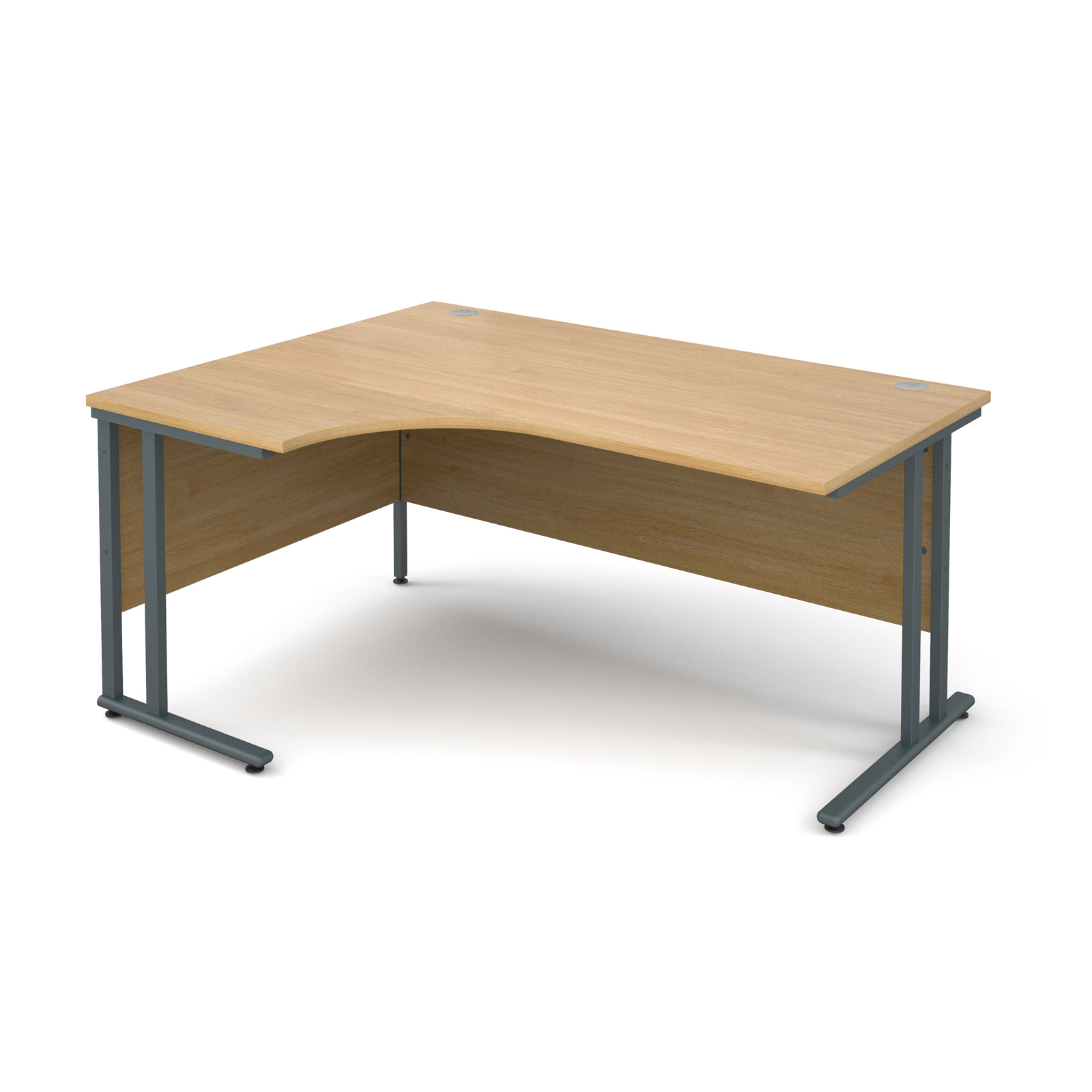 Maestro 25 Gl Left Hand Ergonomic Desk 1600mm Graphite Cantilever Maestro 25 Gl Left Hand Ergonomic Desk 1600mm Graphite Cantilever Frame Oak Top
