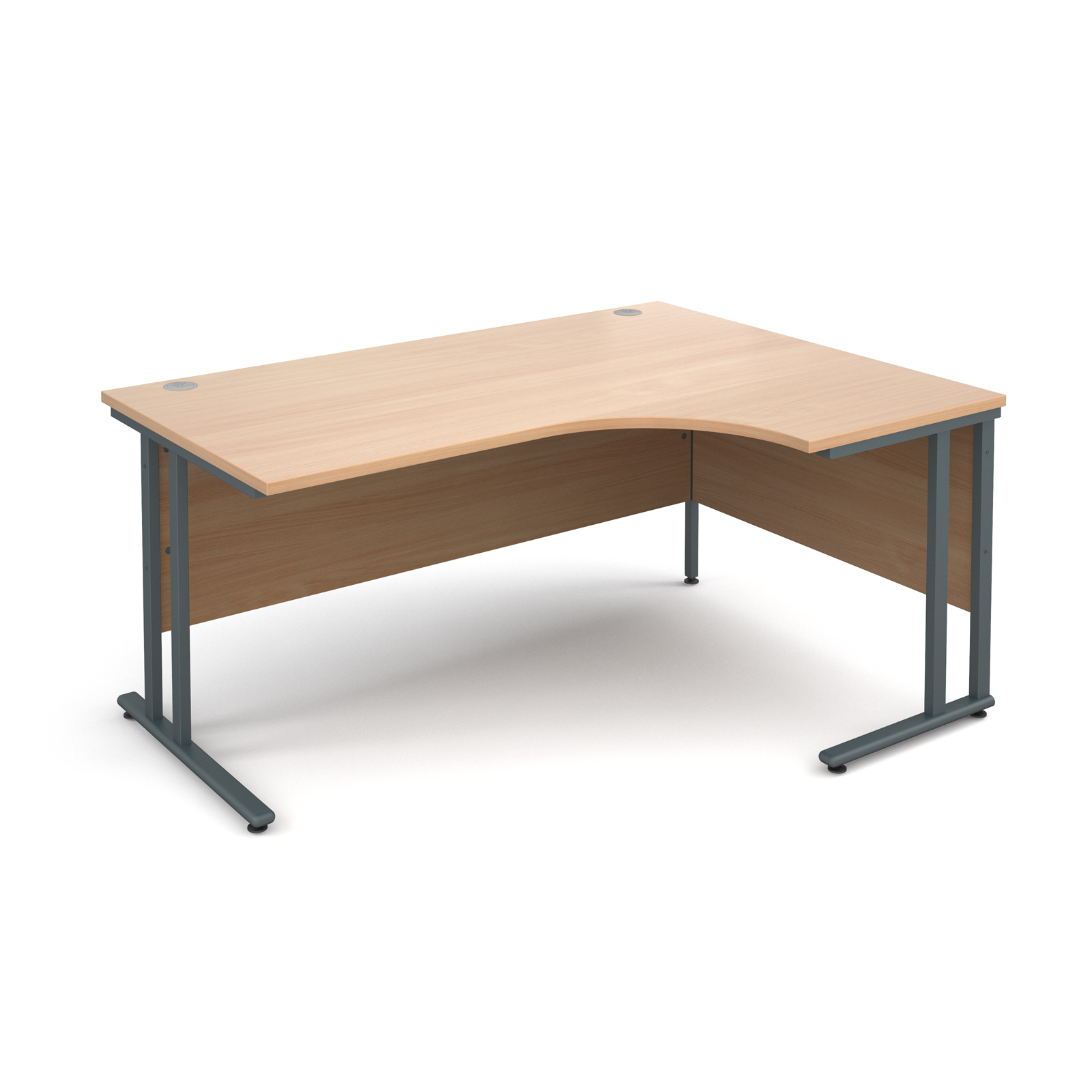 Maestro 25 Gl Right Hand Ergonomic Desk 1600mm Graphite Cantilever Maestro 25 Gl Right Hand Ergonomic Desk 1600mm Graphite Cantilever Frame And Beech Top