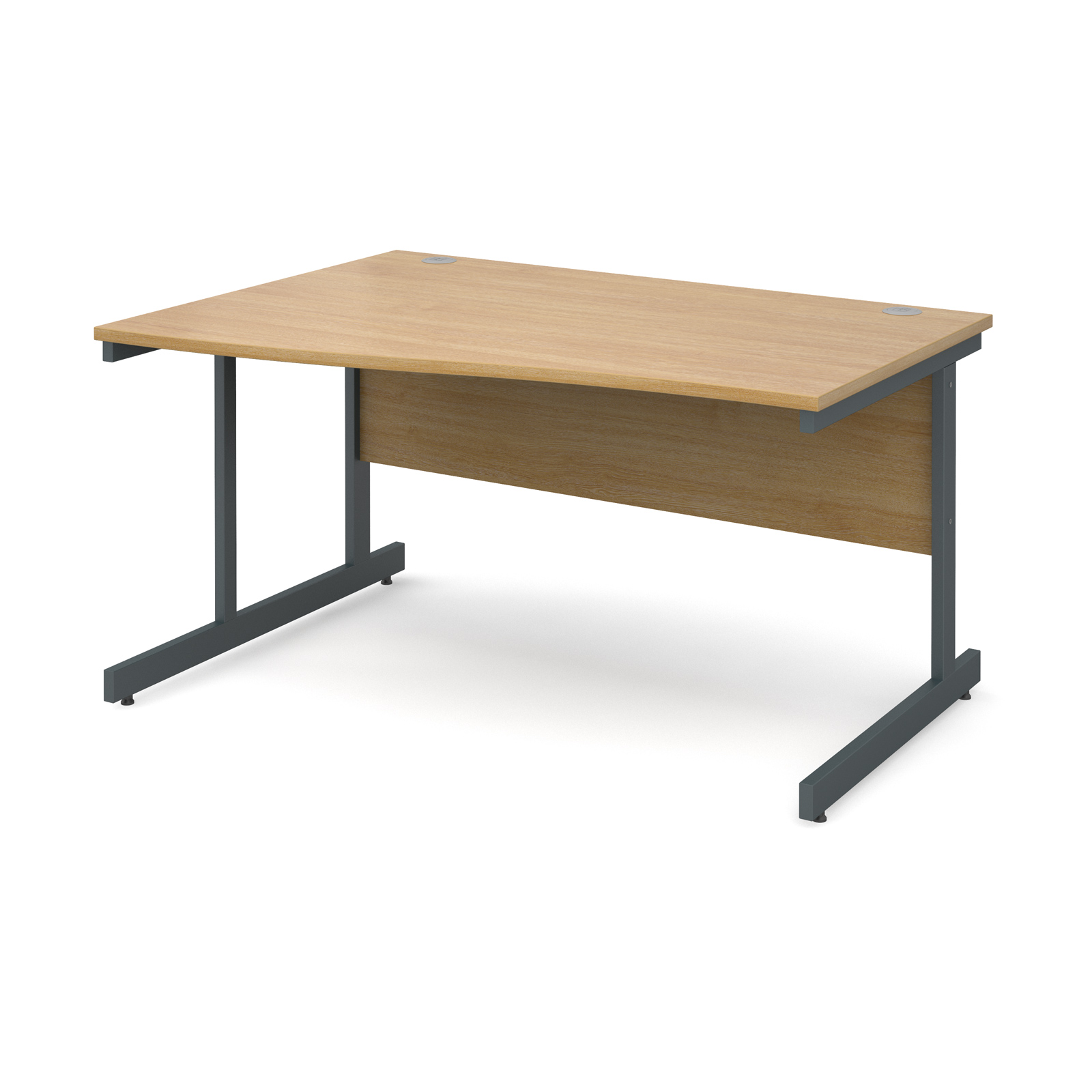 Contract 25 Left Hand Wave Desk 1400mm Graphite Cantilever Frame Contract 25 Left Hand Wave Desk 1400mm Graphite Cantilever Frame Oak Top