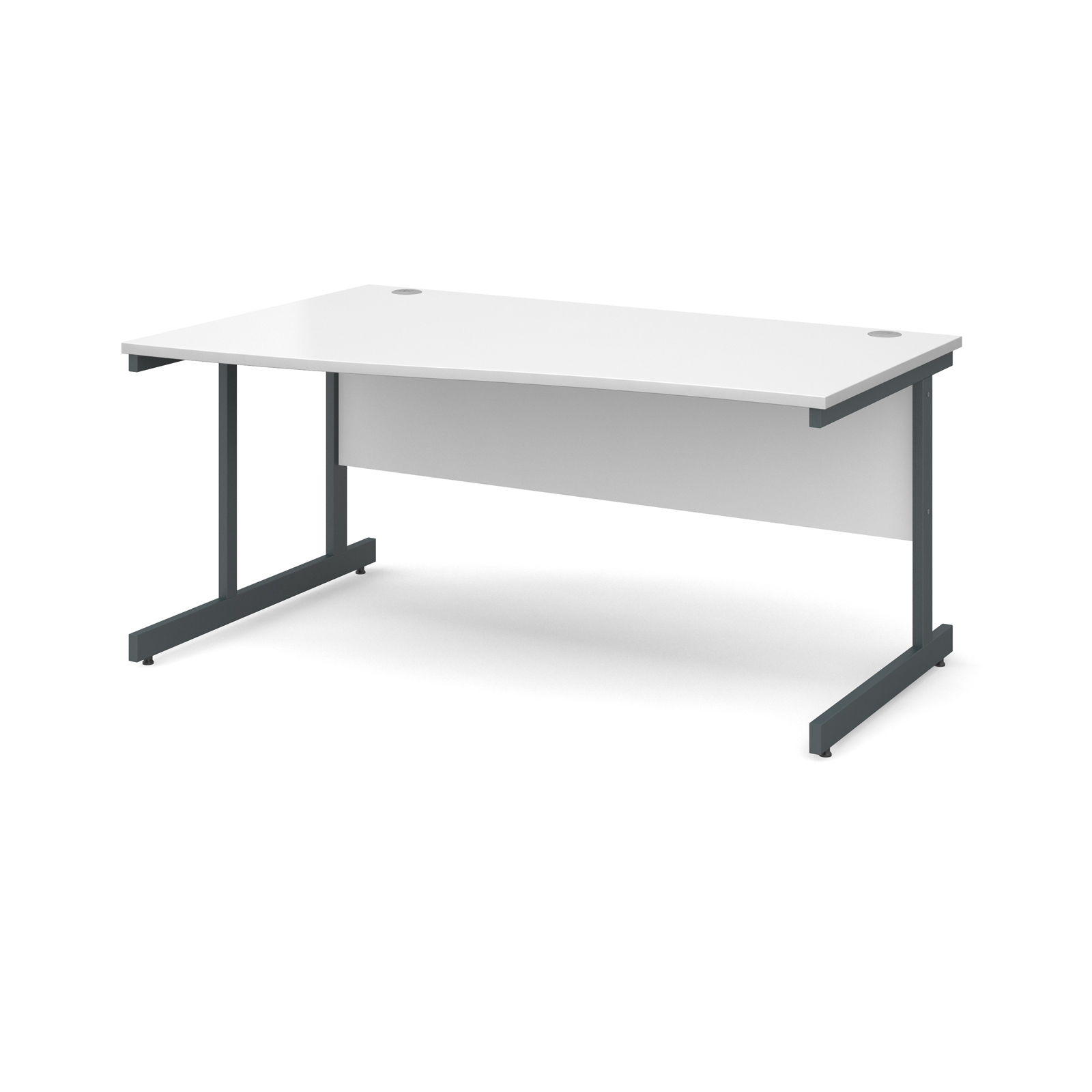 Contract 25 Left Hand Wave Desk 1600mm Graphite Cantilever Frame Contract 25 Left Hand Wave Desk 1600mm Graphite Cantilever Frame White Top