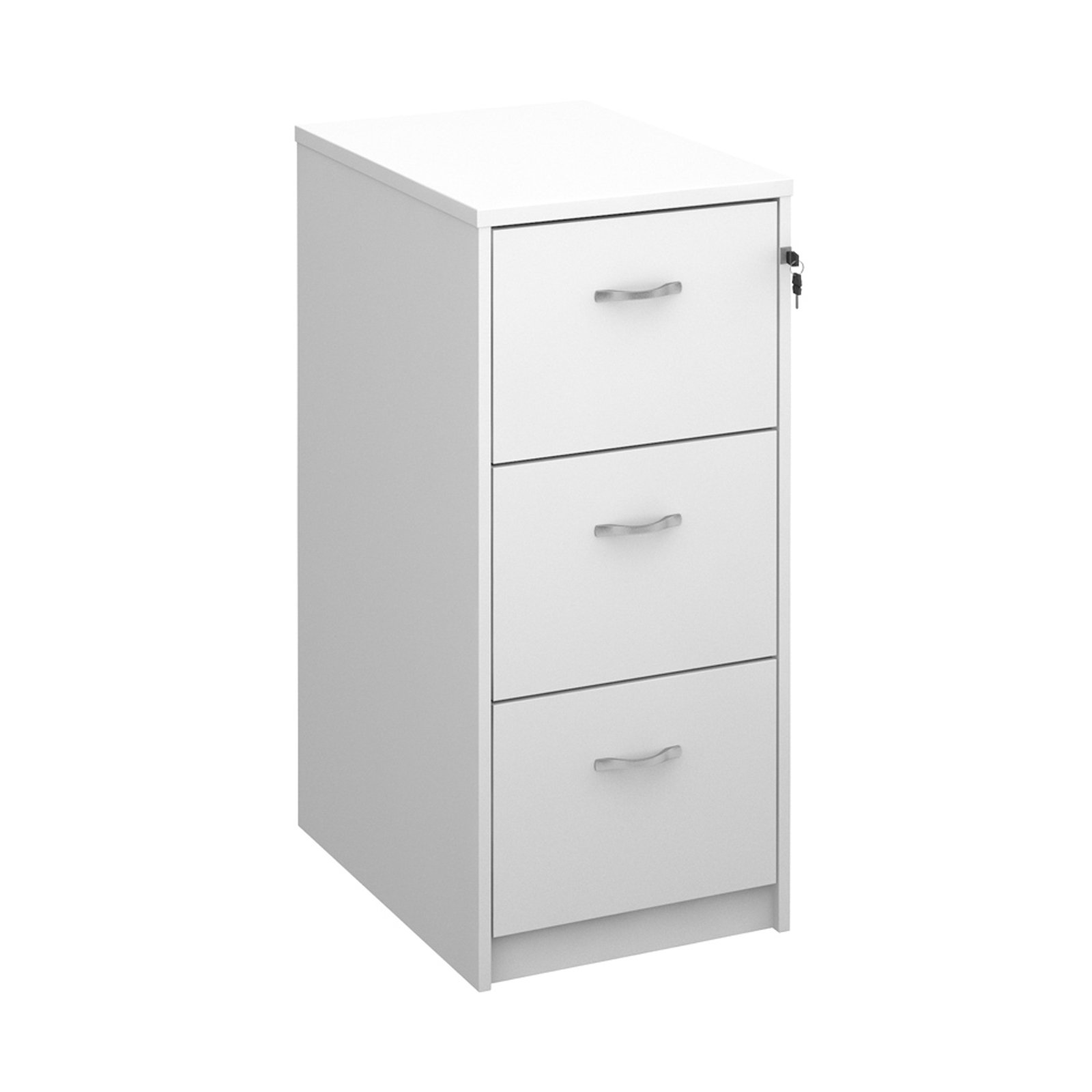 Deluxe 3 Drawer Filing Cabinet With Silver Handles 1045mm High Deluxe 3 Drawer Filing Cabinet With Silver Handles 1045mm High White