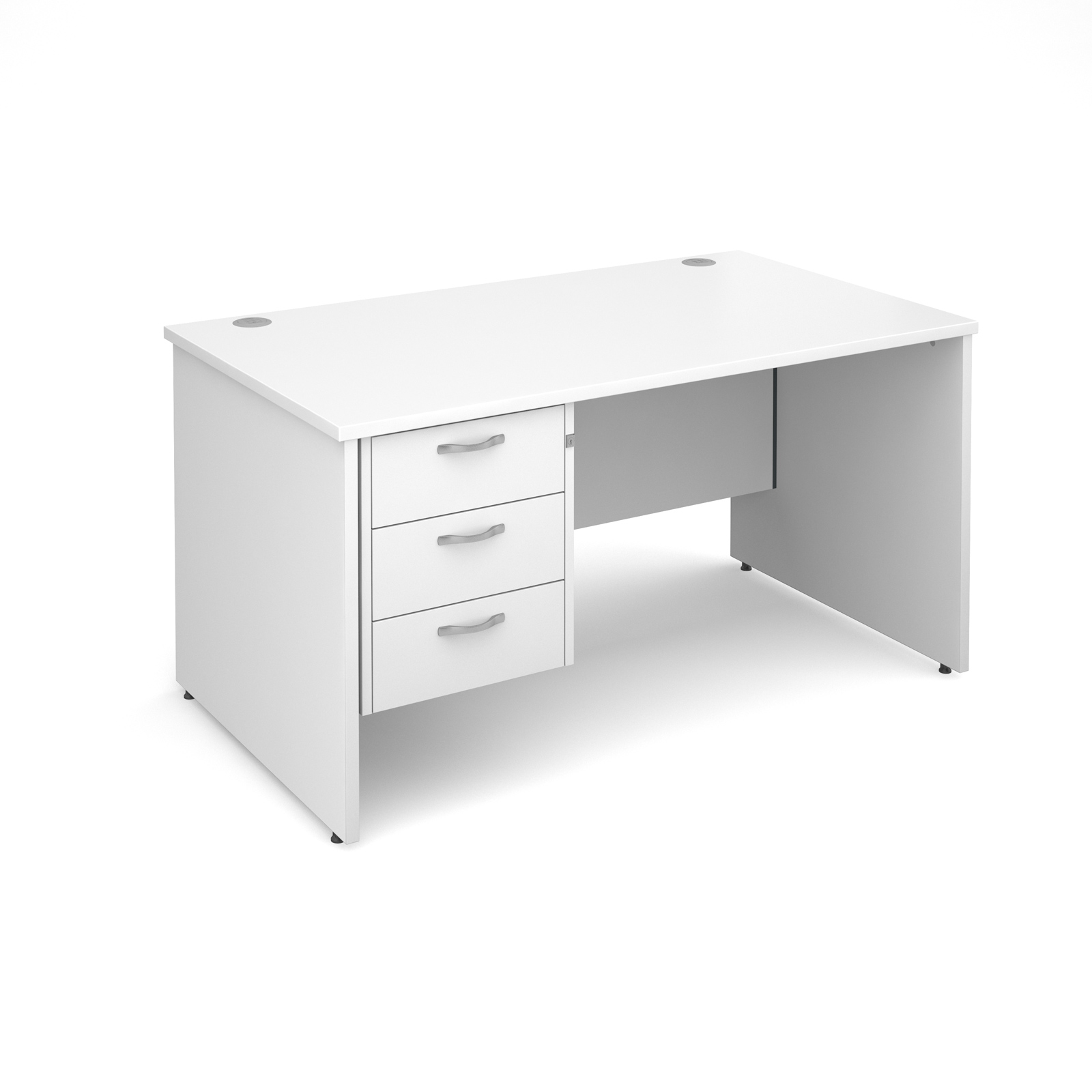 Maestro 25 Pl Straight Desk With 3 Drawer Pedestal 1400mm White Desk With 3 Drawer Pedestal 1400mm
