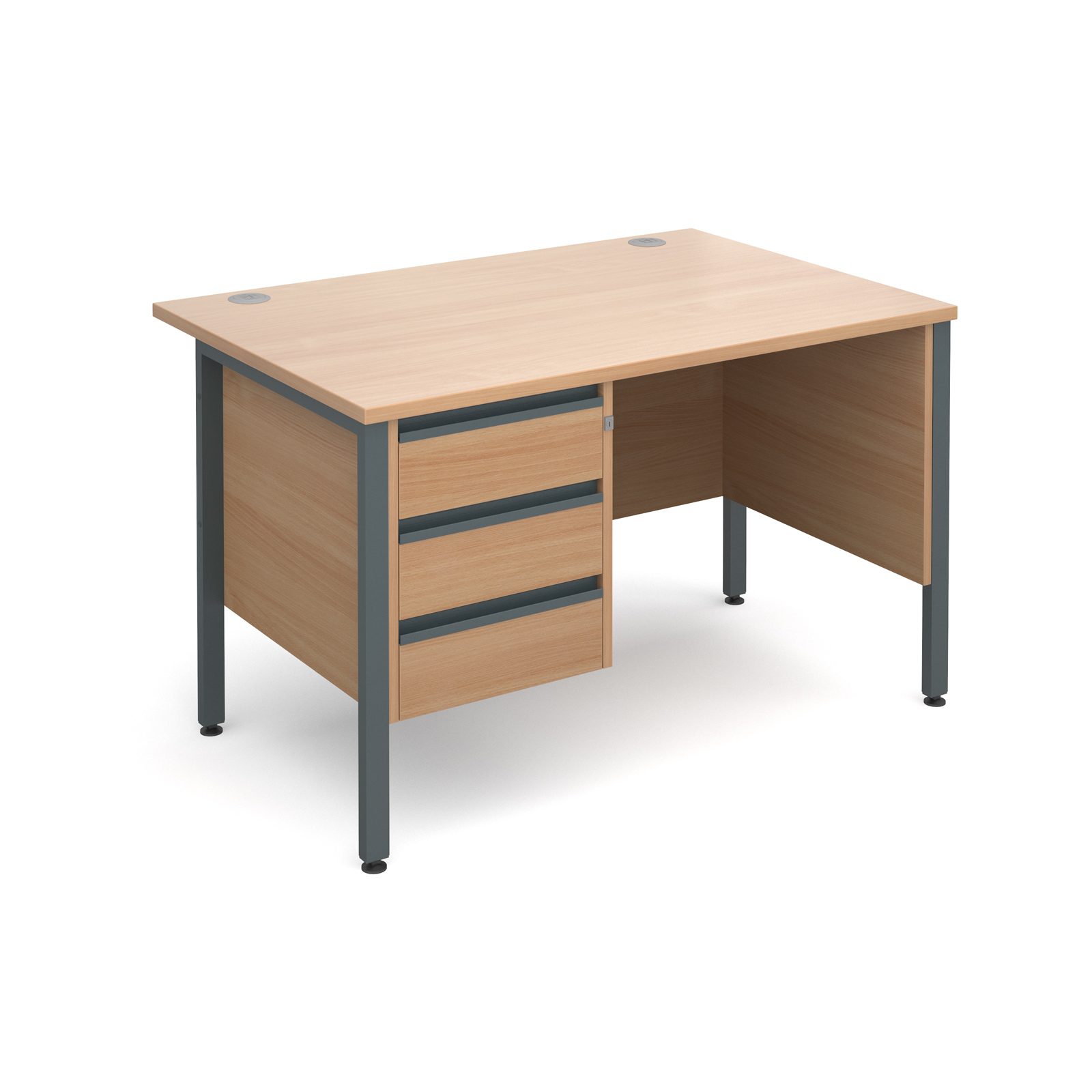 Maestro 25 Gl Straight Desk With 3 Drawer Pedestal 1200mm Maestro 25 Gl Straight Desk With 3 Drawer Pedestal 1200mm Graphite H Frame Beech Top
