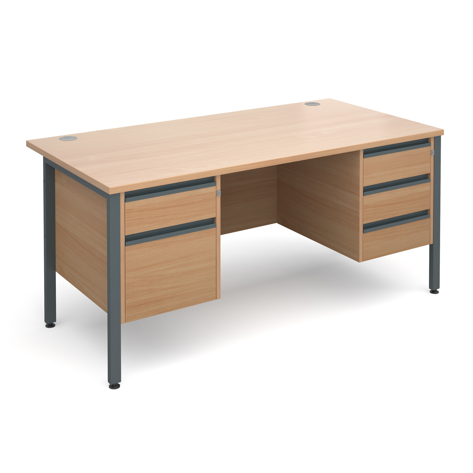 Maestro 25 Gl Straight Desk With 2 And 3 Drawer Pedestals 1600mm Maestro 25 Gl Straight Desk With 2 And 3 Drawer Pedestals 1600mm Graphite H Frame Beech Top