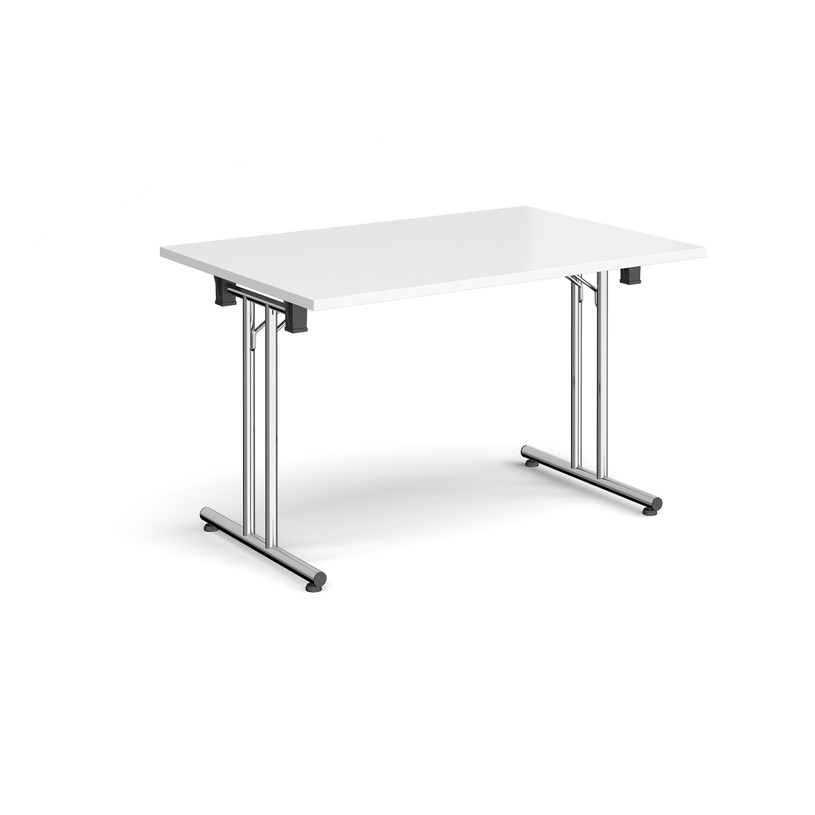 Rectangular Folding Leg Table With Chrome And Straight Foot Rails 1200mm X 800mm White Rectangular Folding Leg Table With Chrome And Straight Foot Rails 1200mm X 800mm White