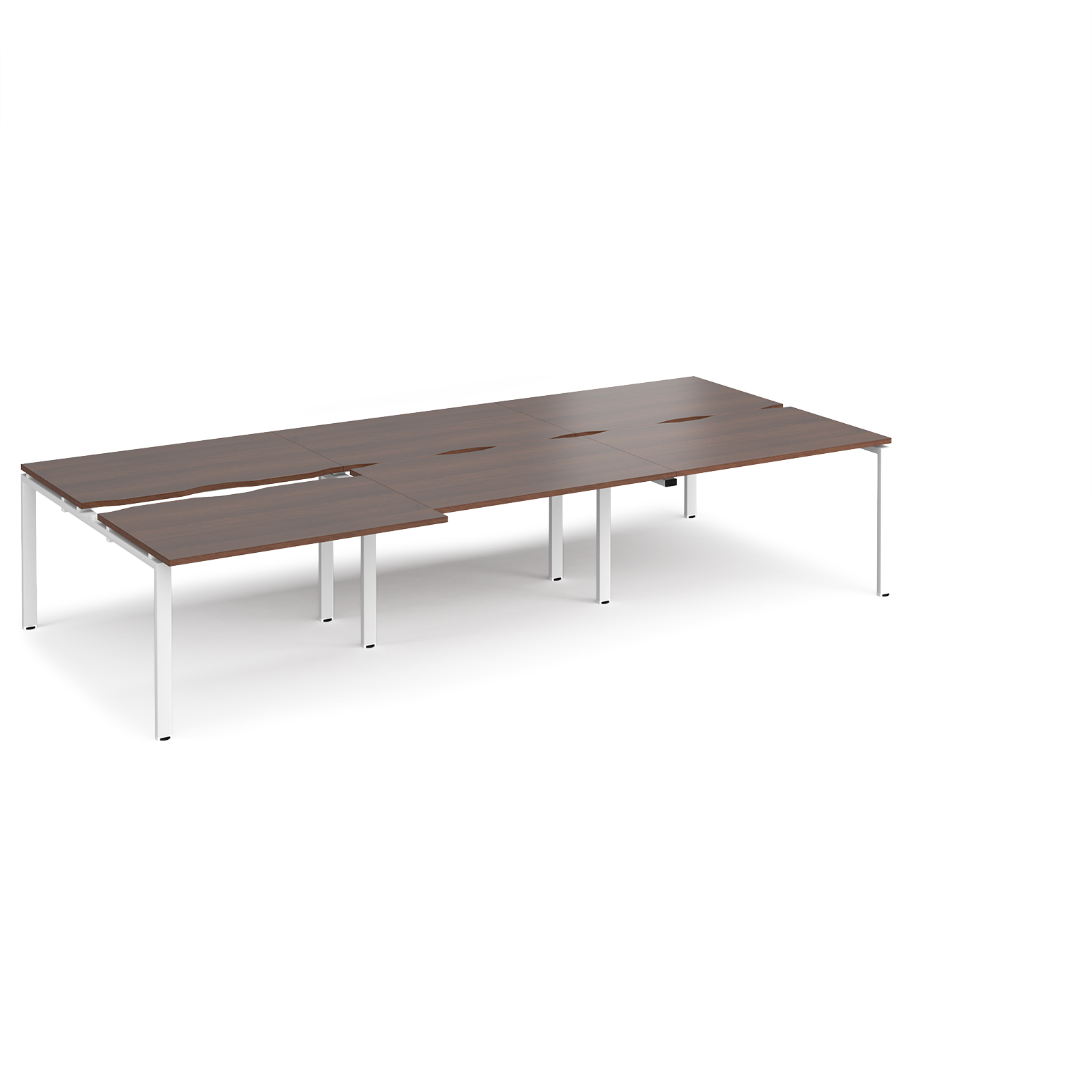 Adapt Ii Sliding Top Triple Back To Desks 3600mm X 1600mm Adapt Ii Sliding Top Triple Back To Desks 3600mm X 1600mm White Frame Walnut