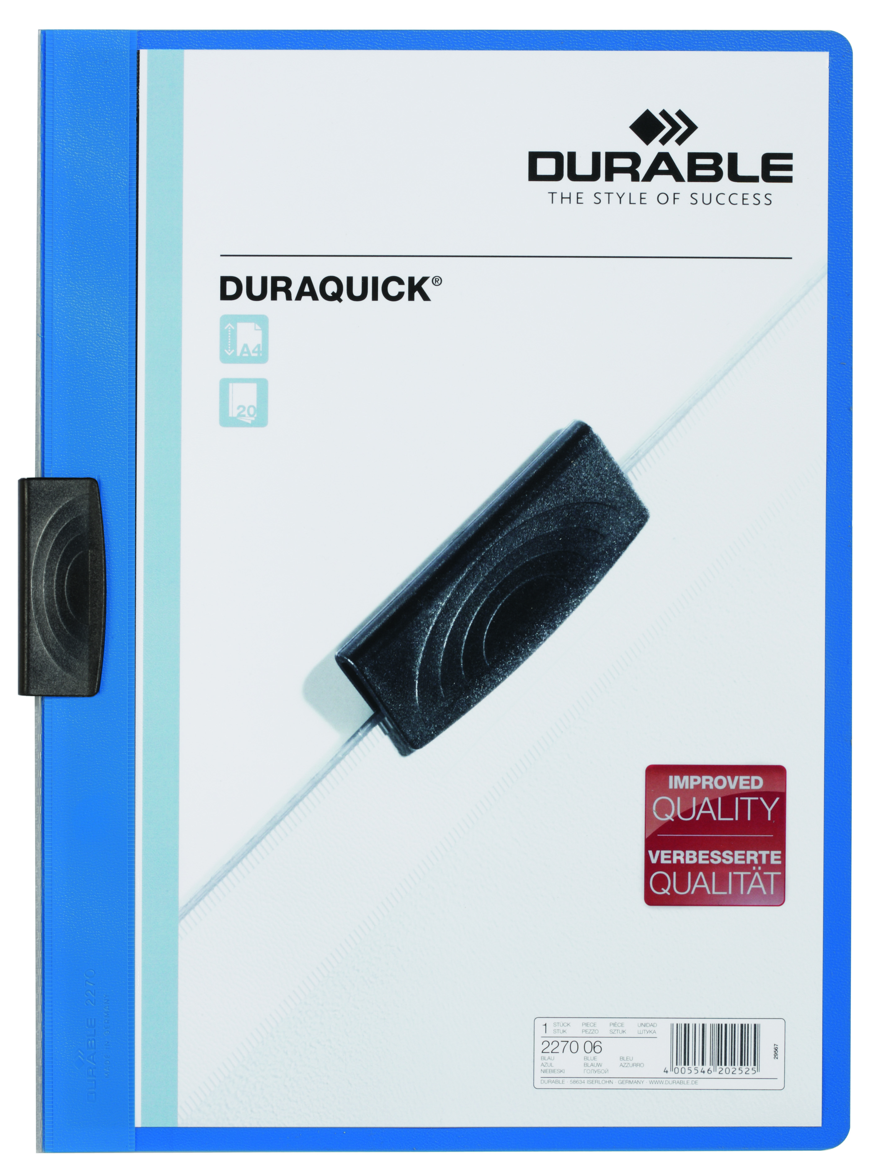 Durable Duraquick A4 Blue File Pack Of 20 2270 06 Stakelum Durable Duraquick A4 Blue File Pack Of 20 2270 06
