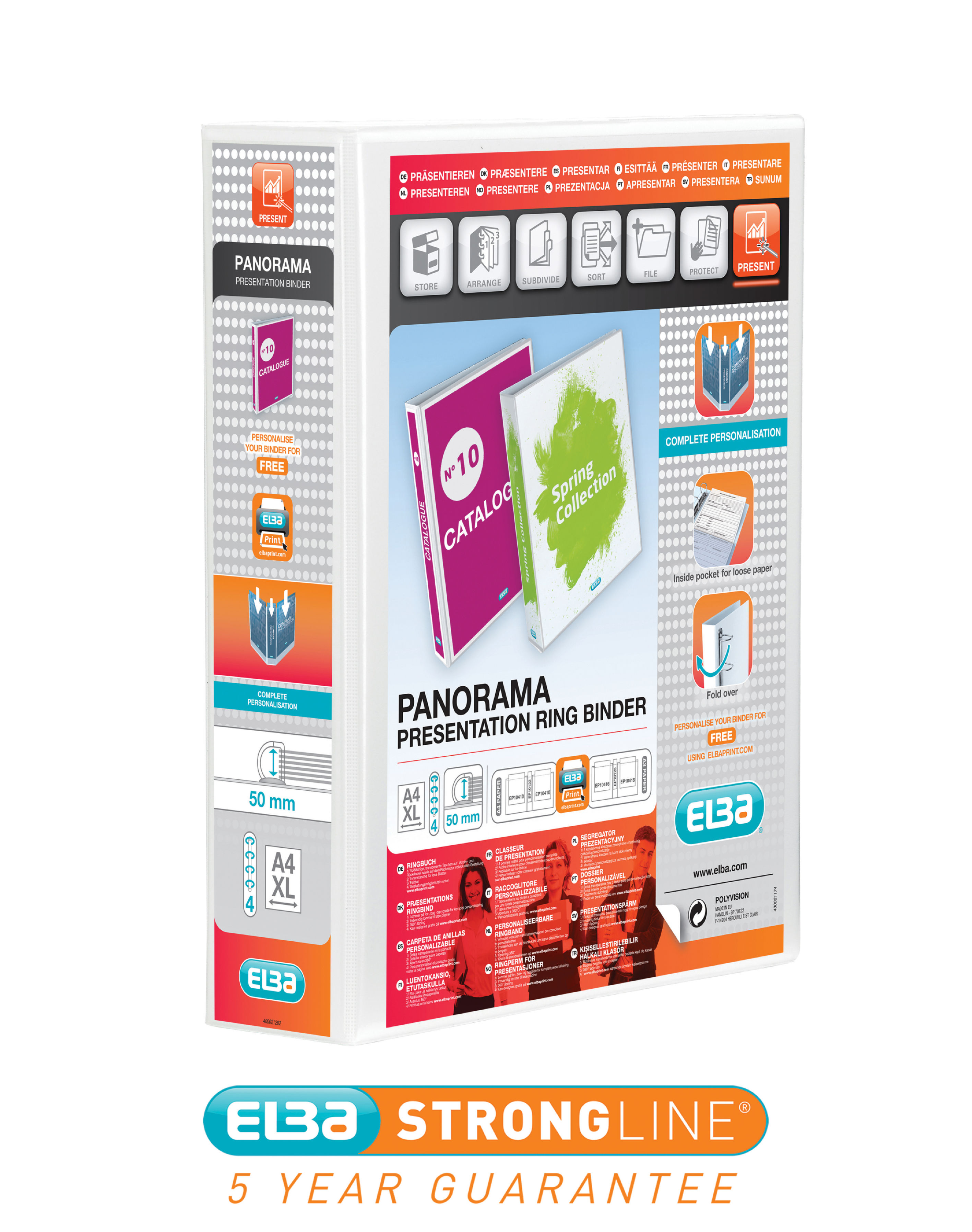 Elba Panorama Presentation Binder 40mm 4D Ring A4 Pack of 6