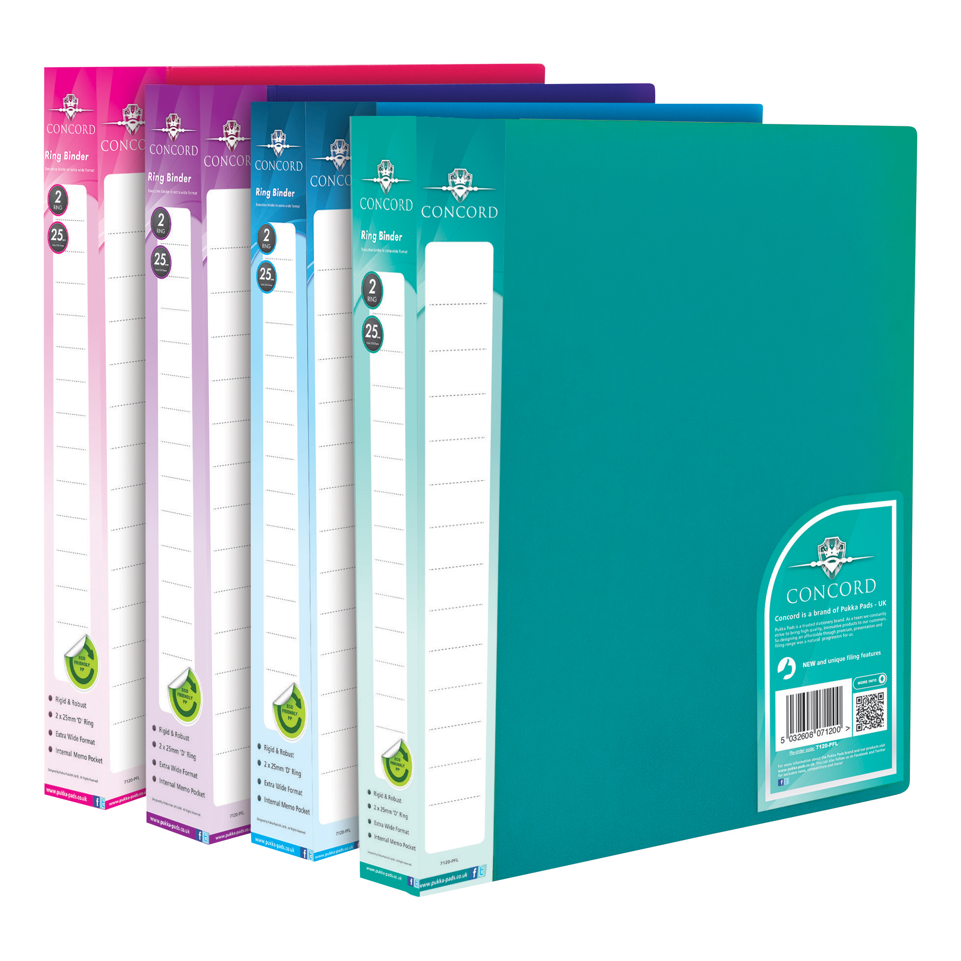 Concord Vibrant Ring Binder Polypropylene 2 O 25mm Size A4 Concord Vibrant Ring Binder Polypropylene 2 O 25mm Size A4 Orted Ref 7120 Pfl Pack 10