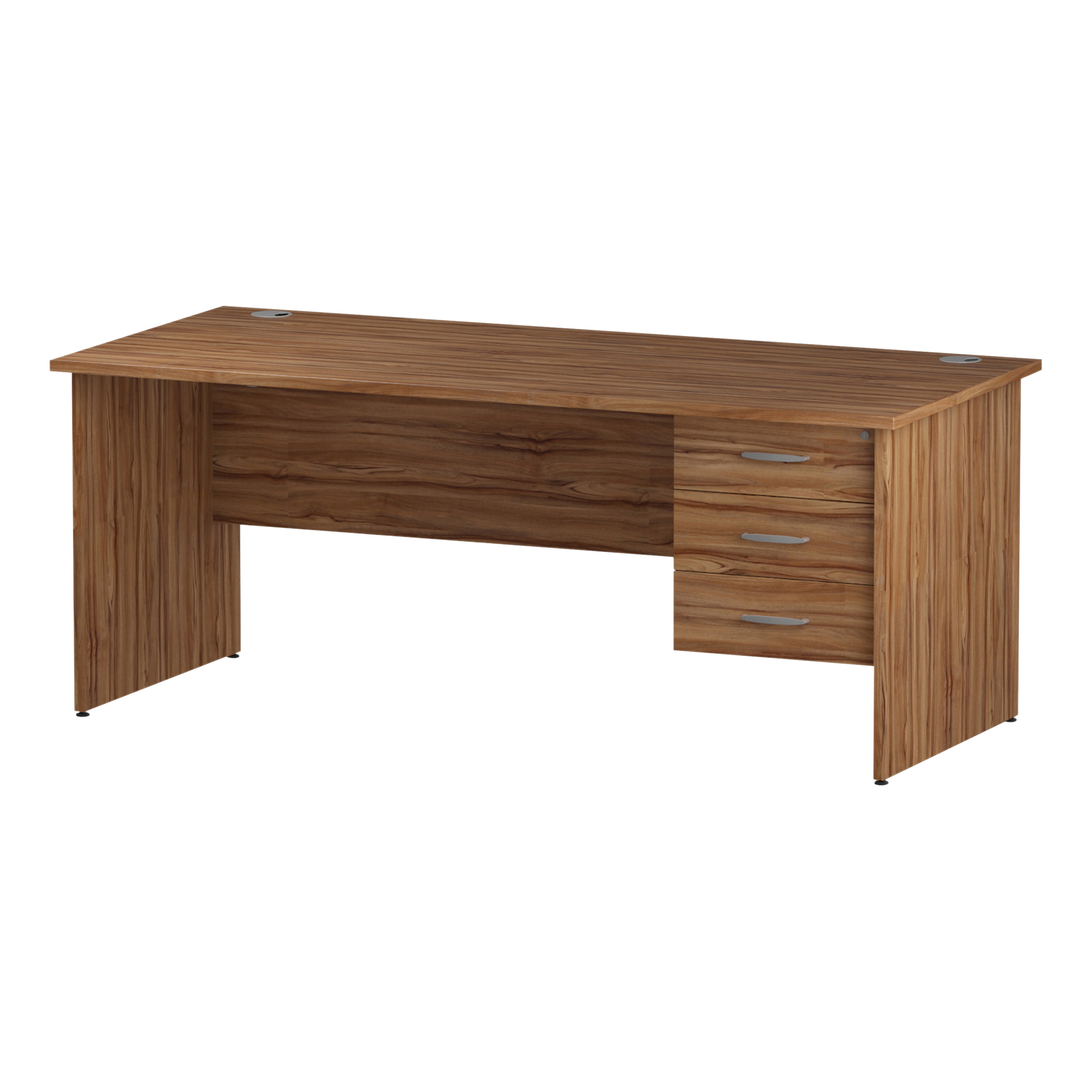 Trexus Rectangular Desk Panel End Leg 1800x800mm Fixed Pedestal 3 Trexus Rectangular Desk Panel End Leg 1800x800mm Fixed Pedestal 3 Drawers Walnut Ref I001976