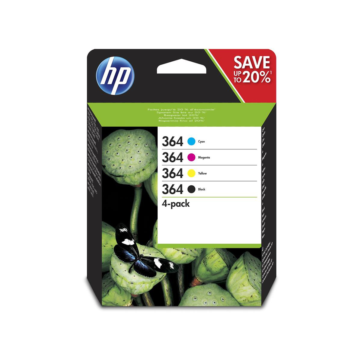 Hewlett Packard Hp No 364 Inkcartridges Pagelifeblack 250pp C M Y Hewlett Packard Hp No 364 Inkcartridges Pagelifeblack 250pp C M Y 300pp Tri Colour Ref N9j73ae Pack 4
