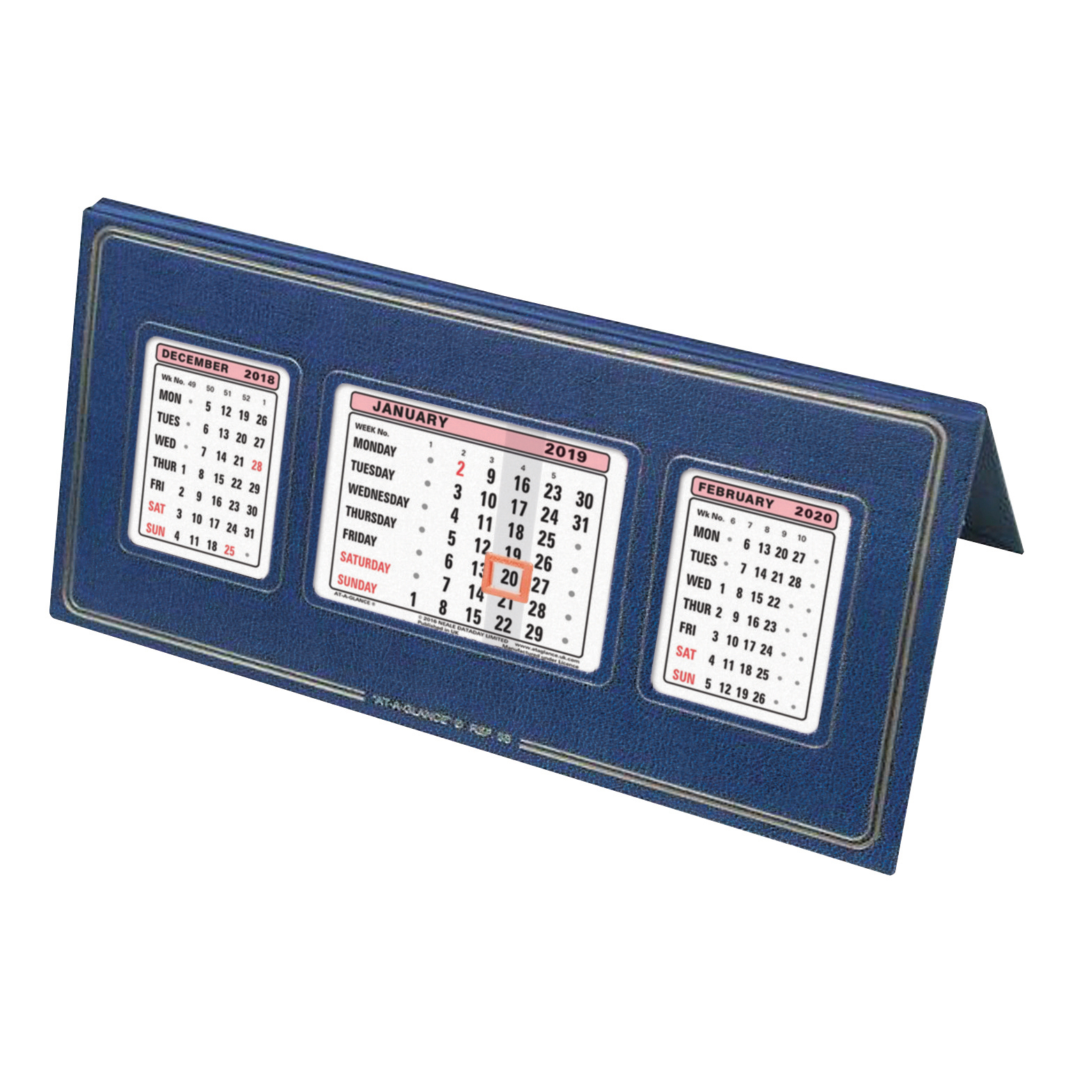 At A Glance 2019 Desk Calendar Three Months To View Leatherette Binding 