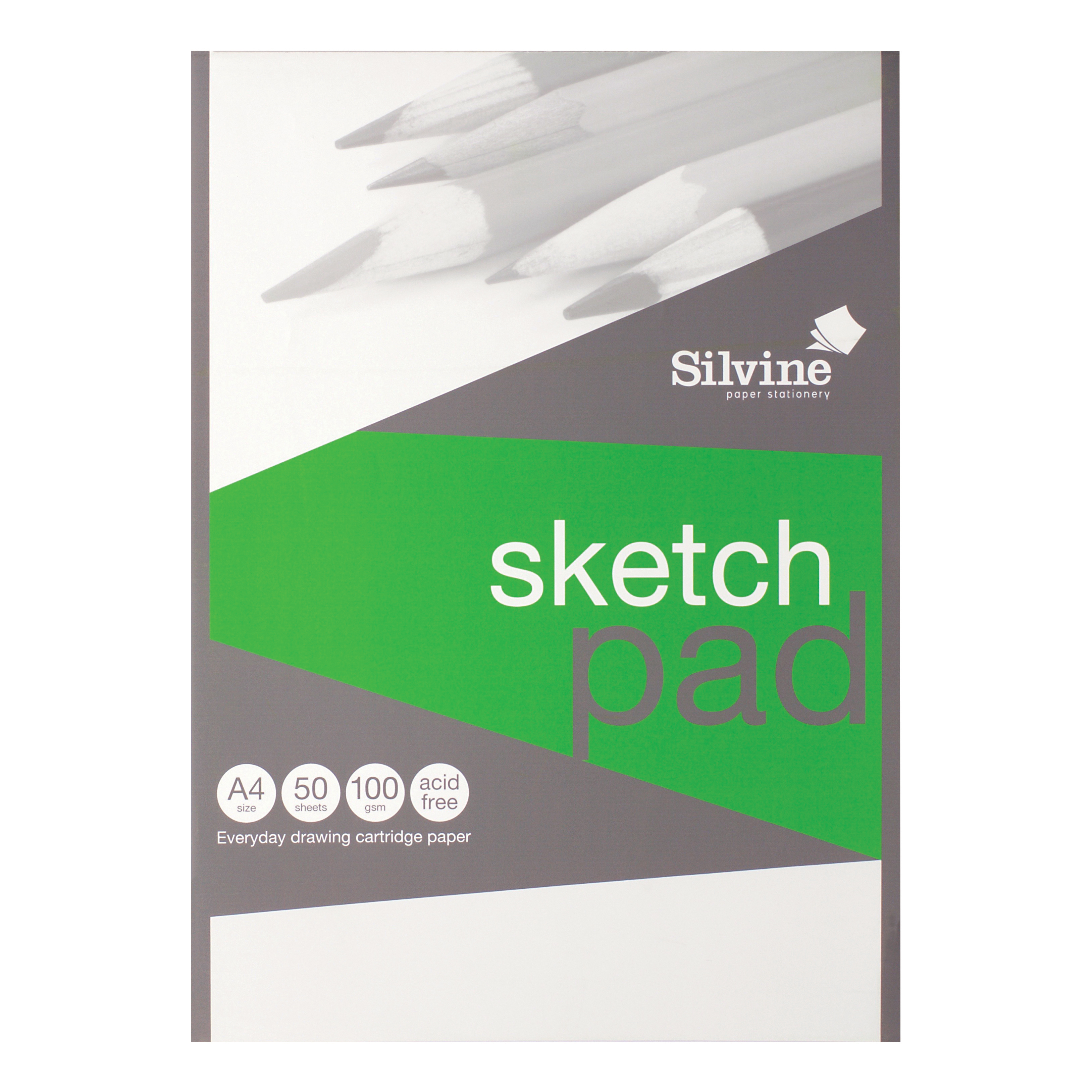 Silvine Popular Drawing Pad Acid Free Cartridge Paper 100gsm 50 Sheets