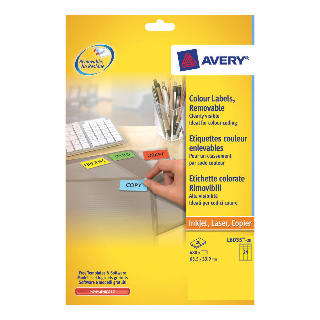 avery coloured labels removable laser 24 per sheet 63 5x33 9mm avery labels ireland