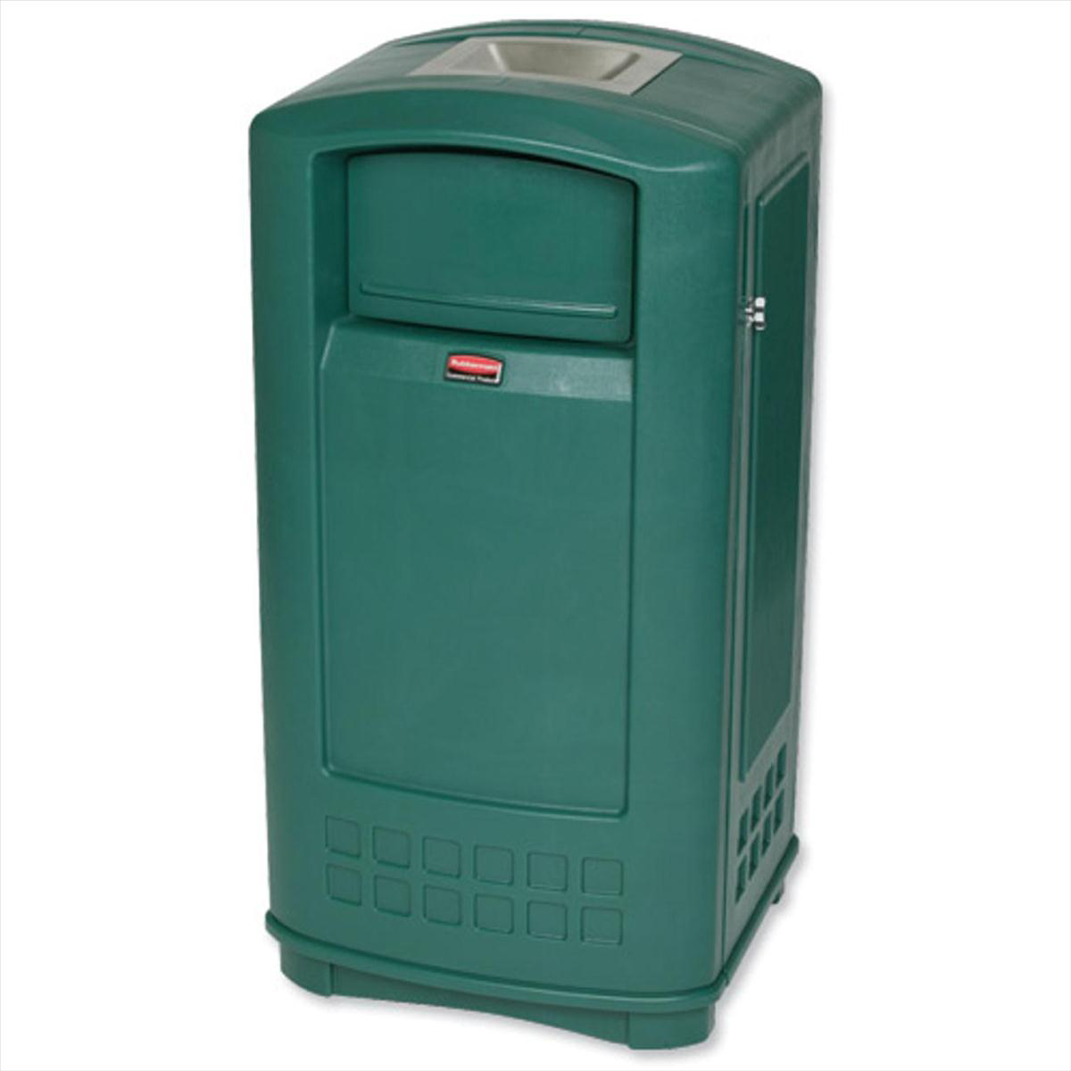 Rubbermaid Landmark Bin Durable Plastic With Ashtray Spring Loaded Rubbermaid Landmark Bin Durable Plastic With Ashtray Spring Loaded Doors 189 1 Litre Green Ref 3965 58