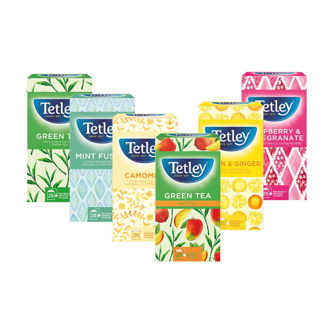 Tetley Individually Enveloped Tea Bags Fruit and Herbal Variety Box of