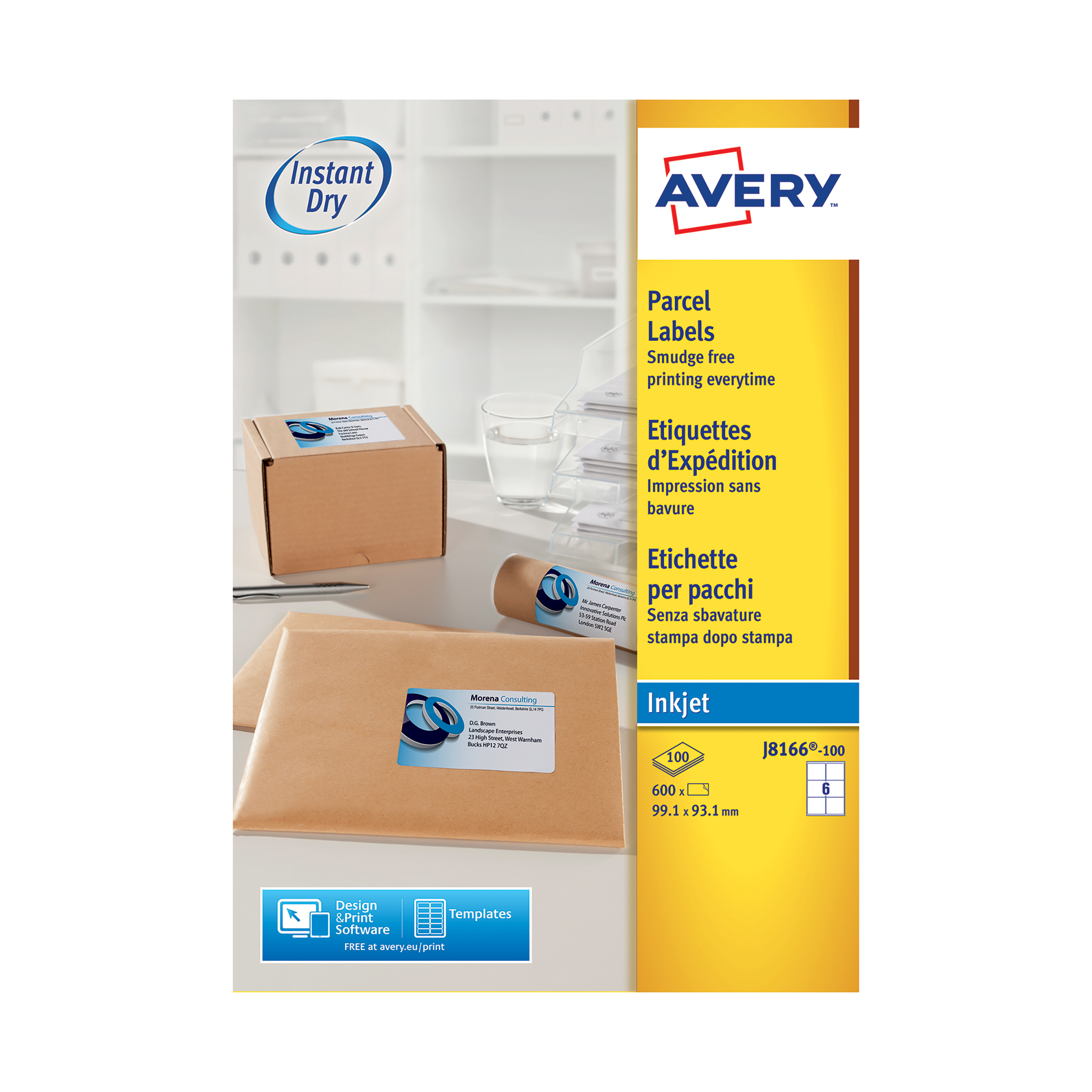 avery quick dry parcel labels inkjet 6 per sheet 99 1x93 1mm white
