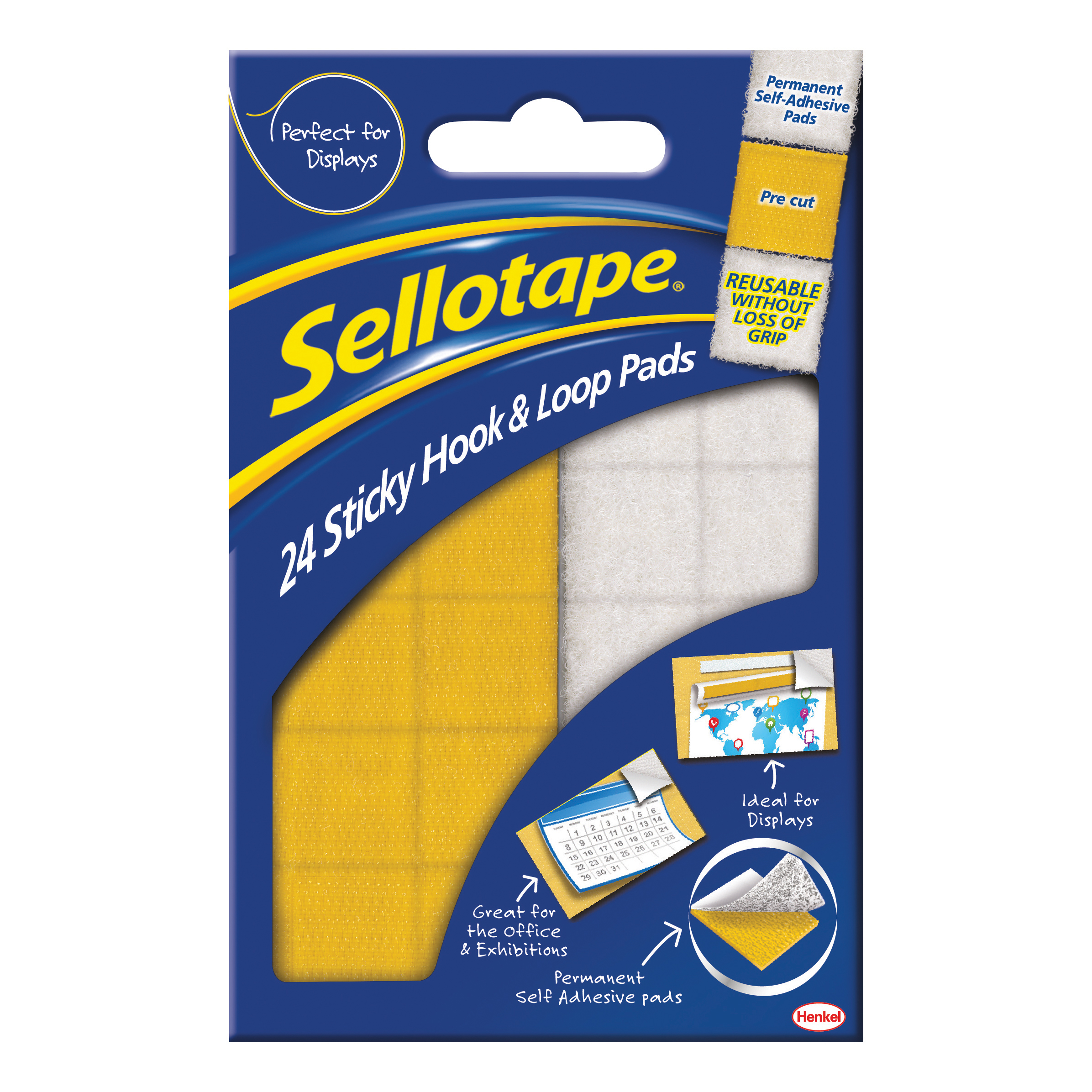 Sellotape Sticky Hook and Loop Pads 24 Sets 20x20mm Ref 1445176