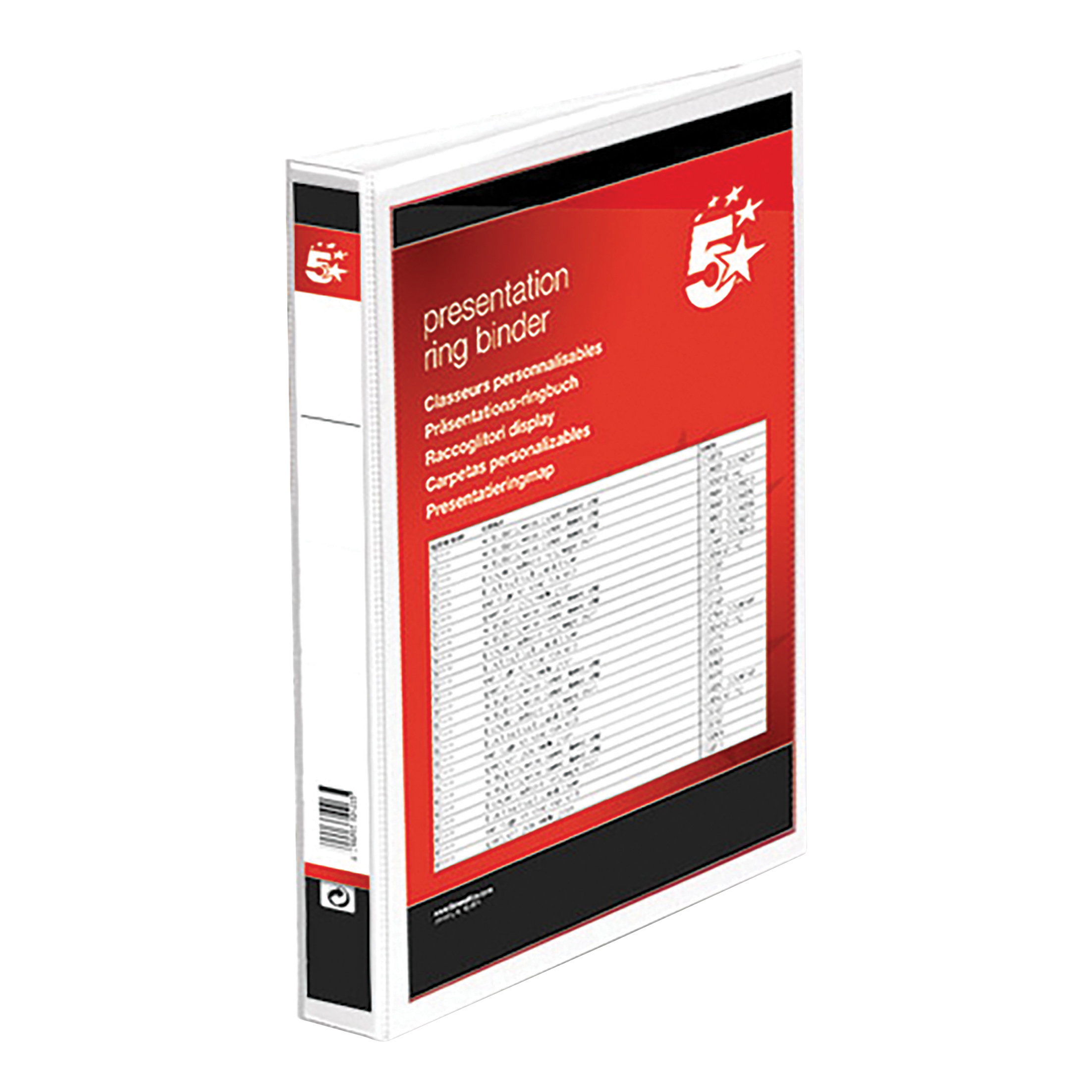 5 Star Office Presentation Ring Binder Polypropylene 4 D 25mm 5 Star Office Presentation Ring Binder Polypropylene 4 D 25mm Size A4 White Pack 10