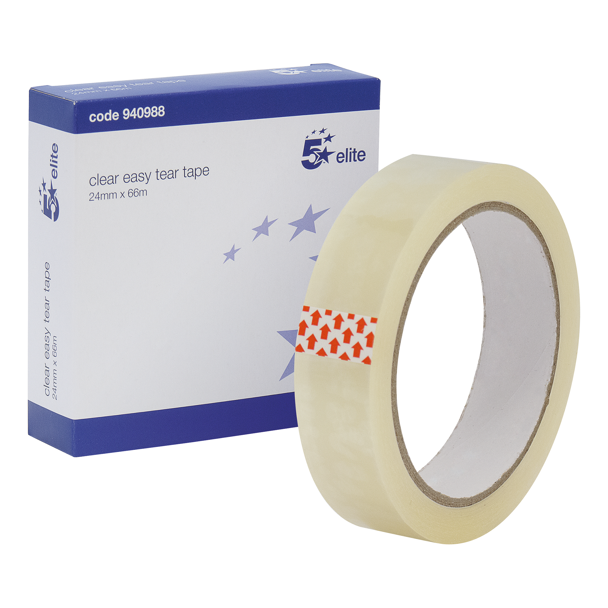 5 Star Elite Easy Tear Tape Pp 3in Core 24mm X 66m Clear 5 Star Elite Easy Tear Tape Pp 3in Core 24mm X 66m Clear
