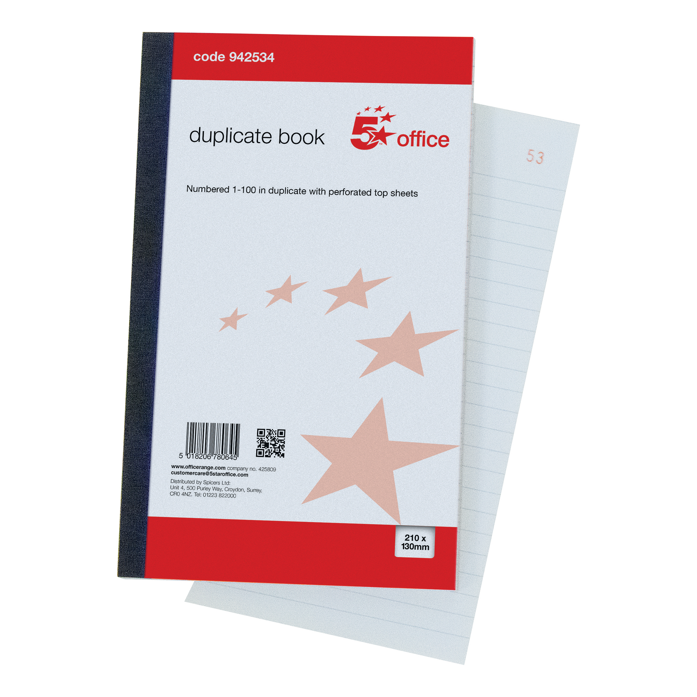 5 Star Office Duplicate Book With Carbon Ruled Indexed And 5 Star Office Duplicate Book With Carbon Ruled Indexed And Perforated 100 Sets 210x130mm