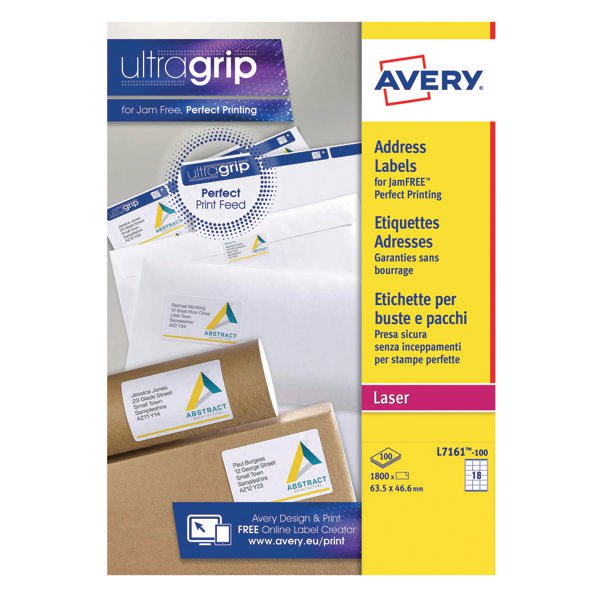 avery quickpeel l7161 100 laser address labels 635 x 466mm pack of 1800 l7161 100
