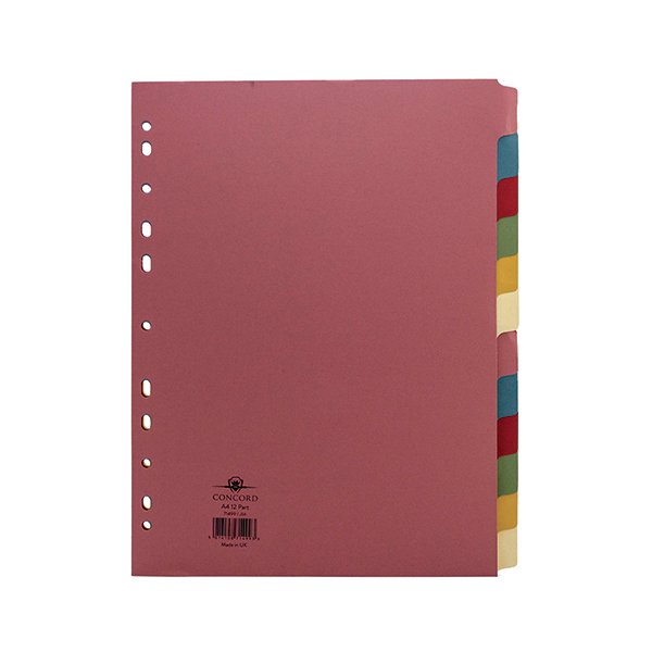 Concord Pastel A4 12 Part Subject Divider 71499 J14 Stakelum Concord Pastel A4 12 Part Subject Divider 71499 J14
