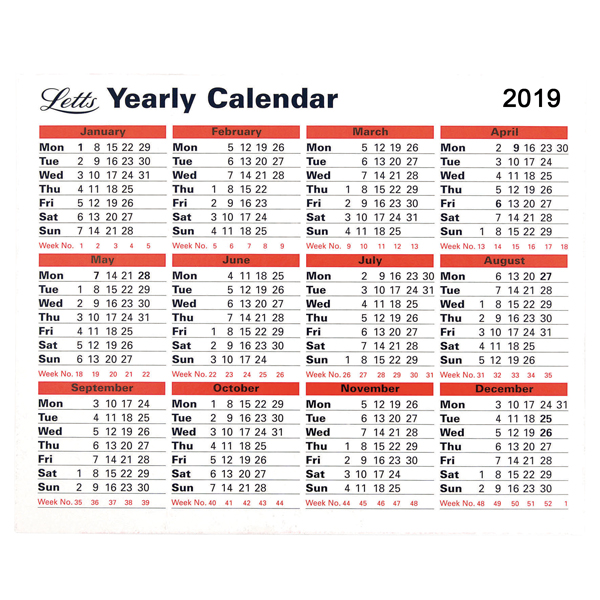 letts yearly calendar 2019 5 tyc stakelum office supplies office yearly calendar 2019