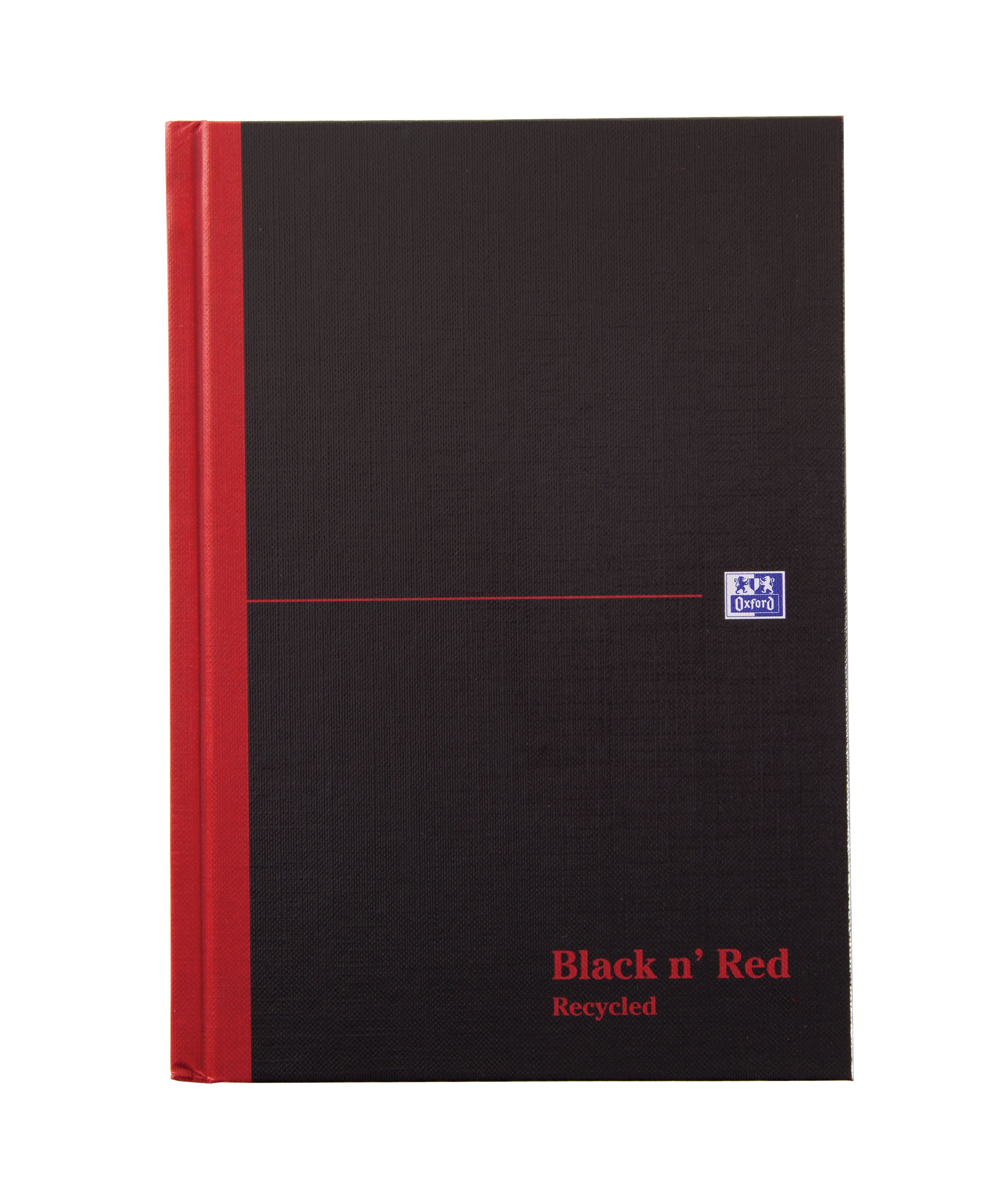 Black n Red A5 Casebound Hardback Ruled Recycled Notebook 192 Pages ...