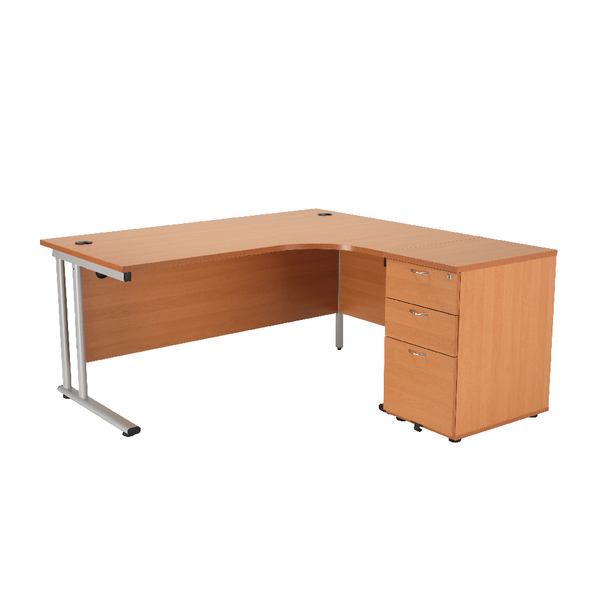 First Right Hand Radial Desk 1600mm with 3 Drawer Desk High Pedestal ...