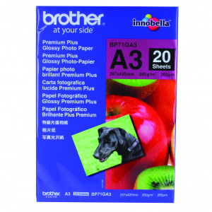 Brother+A3+Premium+%2B+Glossy+Photo+Paper+%28Pack+of+20%29+BP71GA3