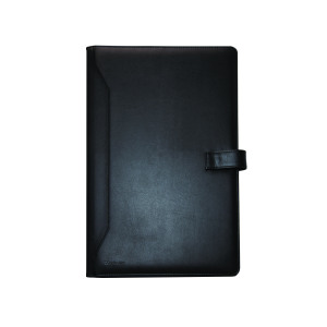 Monolith+Leather+Look+Conference+Folder+PU+with+A4+Pad+Black+2900