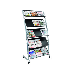 Alba+5+Shelf+Mobile+Literature+Display+Stand+3xA4+DD5GM