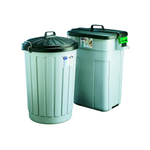Addis+Dustbin+Round+90+Litre+Grey+With+Black+Lid+AG813411