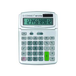 Q-Connect+Large+Table+Top+12-Digit+Calculator+Grey+KF15758