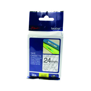 Brother+P-Touch+TZe+Laminated+Tape+Cassette+24mm+x+8m+Black+on+Clear+Tape+TZE151