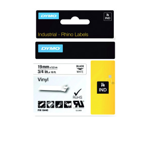 Dymo+18445+Rhino+Label+Printer+Tape+19mmx5.5m+Black+on+White+S0718620