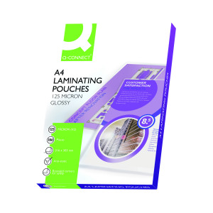 Q-Connect+A4+Laminating+Pouch+125x2+Micron+%28Pack+of+100%29+KF04116