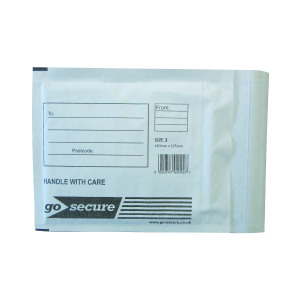 GoSecure+Bubble+Envelope+Size+3+Internal+Dimensions+140x195mm+White+%28Pack+of+100%29+KF71448
