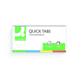 Q-Connect+Quick+Tabs+25x45mm+40+Tabs+4+Pads+Clear%2FAssorted+%28Pack+of+160%29+KF01225