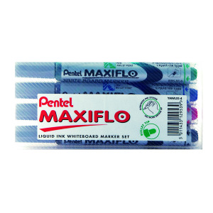 Pentel+Maxiflo+Whiteboard+Marker+Fine+Assorted+%28Pack+of+4%29+YMWL5S-4