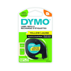 Dymo+91202+LetraTag+Plastic+Tape+12mm+x+4m+Yellow+S0721620
