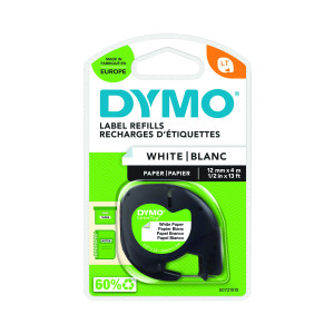 Dymo+91200+LetraTag+Paper+Tape+12mm+x+4m+White+S0721510