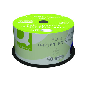 Q-Connect+Inkjet+Printable+CD-R+Discs+52x+%2850+Pack%29+KF18020