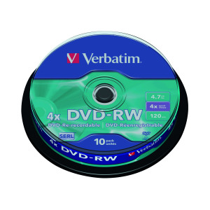 Verbatim+DVD-RW+4x+4.7GB+%28Pack+of+10%29+43552