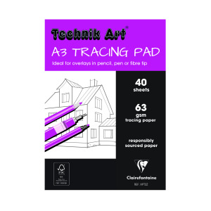 Clairefontaine+Technik+Art+Tracing+Pad+63gsm+A3+40+Sheets+XPT3