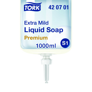 Tork+Extra+Mild+Liquid+Soap+Refill+S1+Non+Perfumed+1+Litre+%28Pack+of+6%29+420701