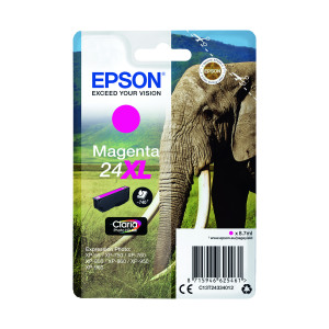 Epson+24XL+Ink+Cartridge+Photo+HD+Claria+Elephant+Magenta+C13T24334012